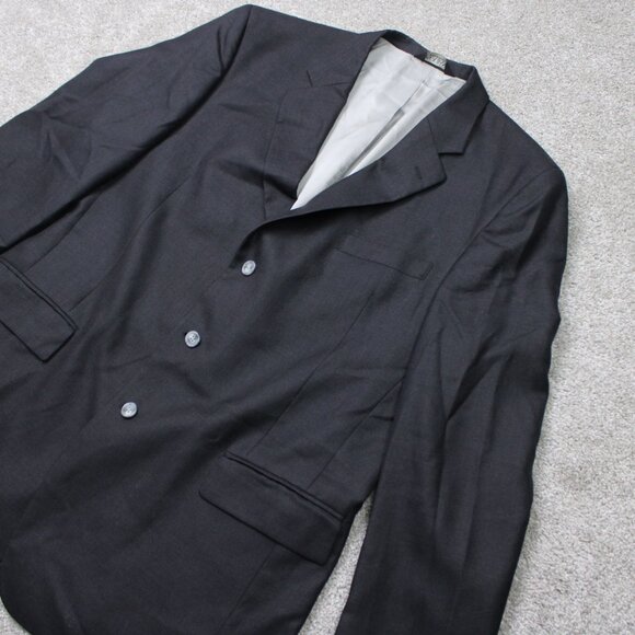 Jos A. Bank Blazer Mens 46L Black Wool/Silk/Ramie Blend 3 Button Single Vent - Picture 3 of 12